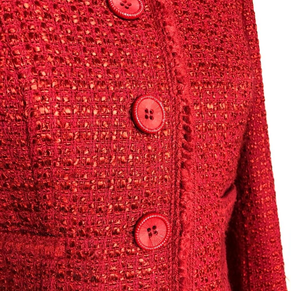 Pendleton red bouchle knit wool blend blazer size… - image 5